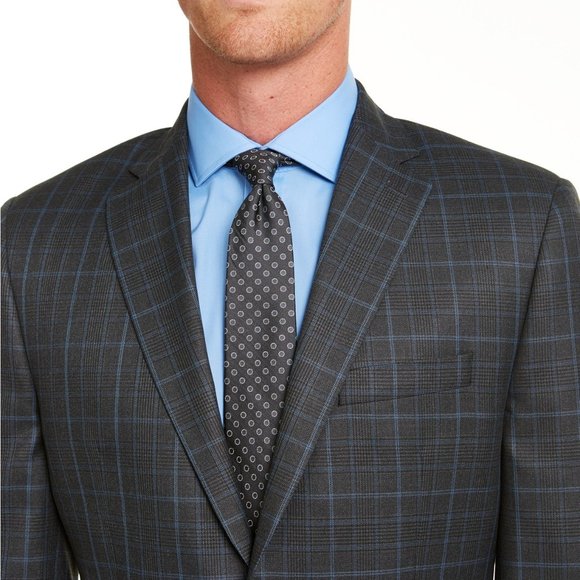 Men's Classic-Fit Charcoal-Blue Plaid Sport Coat - Picture 4 of 5